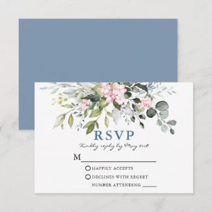 Cartons Réponse Aquarelle vert rose Dusty Mariage