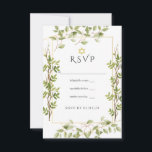 Cartons Réponse Aquarelle verte Bat mitzvah géométrique<br><div class="desc">Feuille bat mitzvah à la sauge tendance vert et blanc aquarelle rsvp avec cadre géométrique or.</div>
