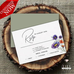 Cartons Réponse Aquarelle Vibrant Orange et violet Fleurs sauvages