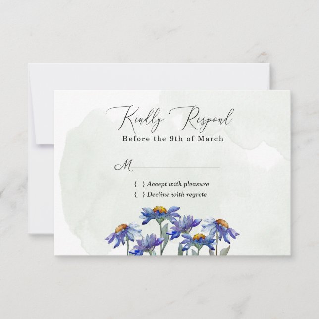 Cartons Réponse Aquarelle violet marguerite Sage vert Mariage rust (Devant)