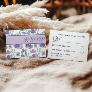 Cartons Réponse Aquarelle violet rustique Mariage floral