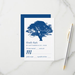 Cartons Réponse Arbre de chêne bleu, Mariage rustique et minimalis