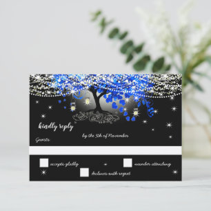 Cartons Réponse Arbre de feuilles de coeur bleu royal sur Mariage 