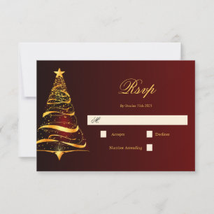 Cartons Réponse Arbre de Noël Doré Mariage Minimaliste Élégant