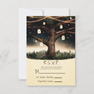 Cartons Réponse Arbre de nuit rustique avec lumières et pots de ma