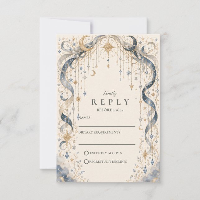 Cartons Réponse Arc de mariage céleste élégant (Devant)