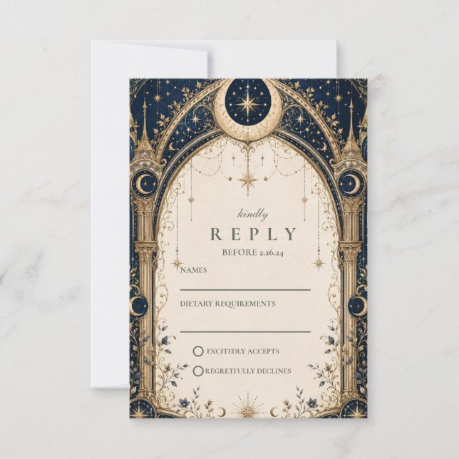 Cartons Réponse Arc de mariage céleste enchanteur (Devant)