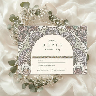 Cartons Réponse Arc floral romantique Enregistrer la date mariage