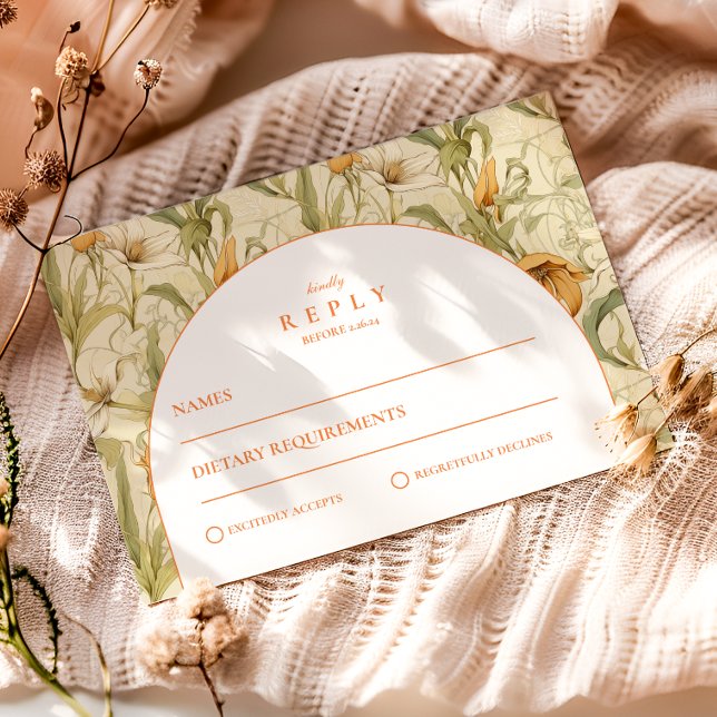 Cartons Réponse Arche de mariage botanique chaleureuse (Créateur téléchargé)