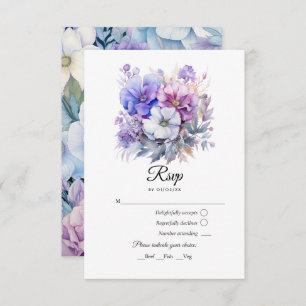 Cartons Réponse Argent, bleu Icy et Mariage floral Lilac