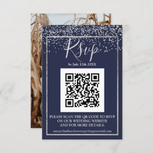 Cartons Réponse Argent confetti marine bleu typographie qr code rs