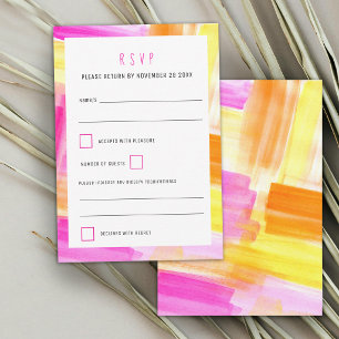 Cartons Réponse Art abstrait lumineux mariage rose jaune