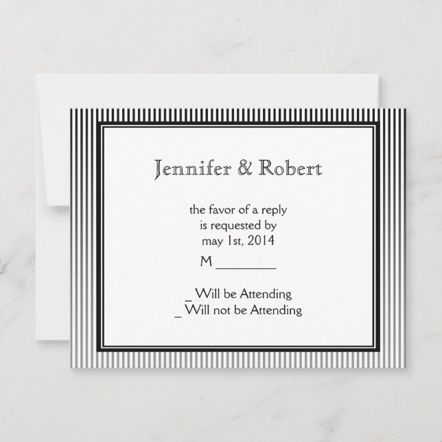 Cartons Réponse Art Déco Elegant noir et blanc bande (Devant)