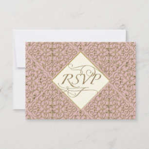 Cartons Réponse Art Déco Nouveau Dentelle Damas Golden Calligraphi