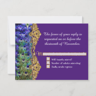Cartons Réponse Art Déco Peacock Glam Old Hollywood Purple Mariage