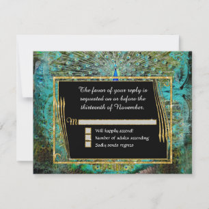 Cartons Réponse Art Déco Peacock Glam Old Hollywood Regency