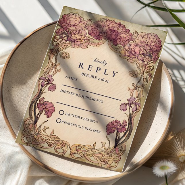 Cartons Réponse Art Nouveau Orchid Wedding (Créateur téléchargé)