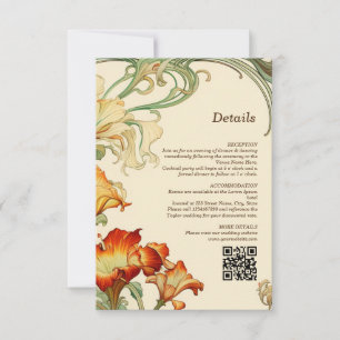 Cartons Réponse Art Nouveau vintage Détails Botanique Code QR