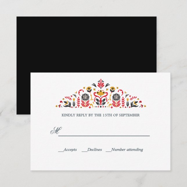 Cartons Réponse Art populaire russe Khokhloma MARIAGE officiel RSV (Devant / Derrière)