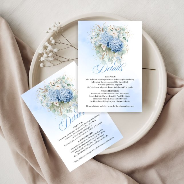 Cartons Réponse Artistic Blue Hydrangea Eucalyptus details card (Artistic Blue Hydrangea Eucalyptus details card)