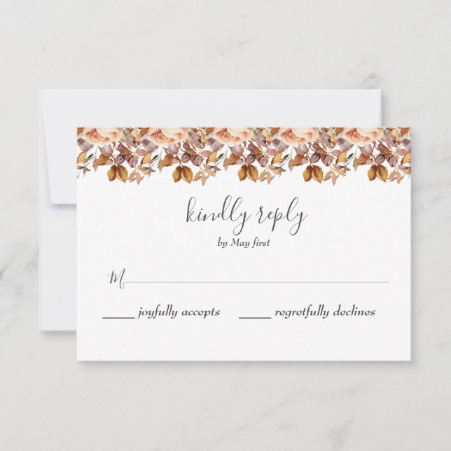 Cartons Réponse Automne Feuilles Russe Pays Boho Mariage (Devant)