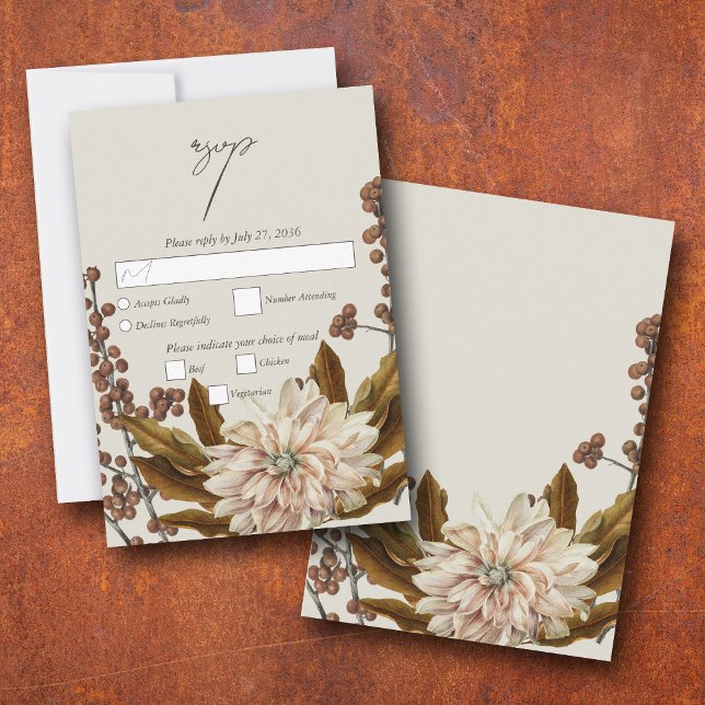 Cartons Réponse Automne Floral Tones Terre Aquarelle Mariage de au (Autumn Floral Earthy Tones Watercolor Fall Wedding RSVP Card)