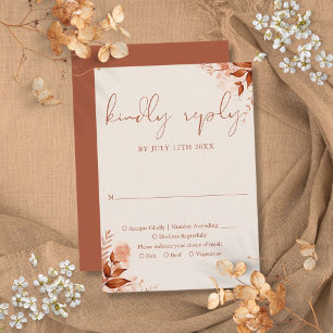Cartons Réponse Automne Mariage Rustique Floral Terracotta