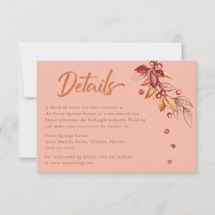 Cartons Réponse Automne Terre ton Terracotta Détails du Mariage