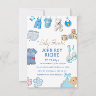 Cartons Réponse Baby shower   Baby Boy Blue