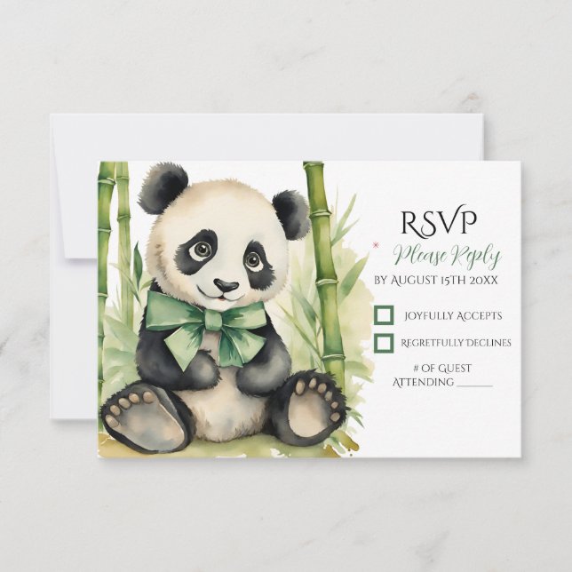 Cartons Réponse Baby shower bébé Panda Bear (Devant)