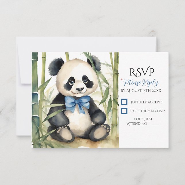 Cartons Réponse Baby shower bébé Panda Bear Boy (Devant)