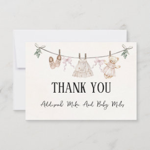 Cartons Réponse Baby shower Boho Earth Pink Girl