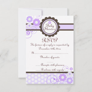 Cartons Réponse Baby shower de conception florale Brown et violett