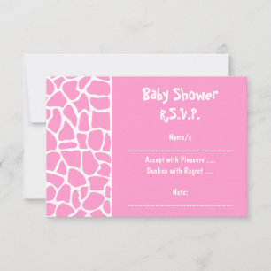 Cartons Réponse Baby shower de girafe rose