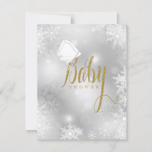 Cartons Réponse Baby shower Gold Snowflake