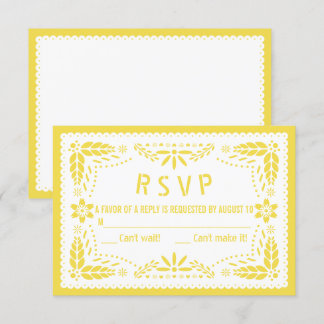 Cartons Réponse Baby shower picado de papillon jaune et blanc
