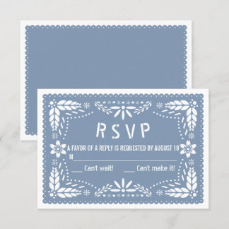 Cartons Réponse Baby shower picado papillon bleu Dusty