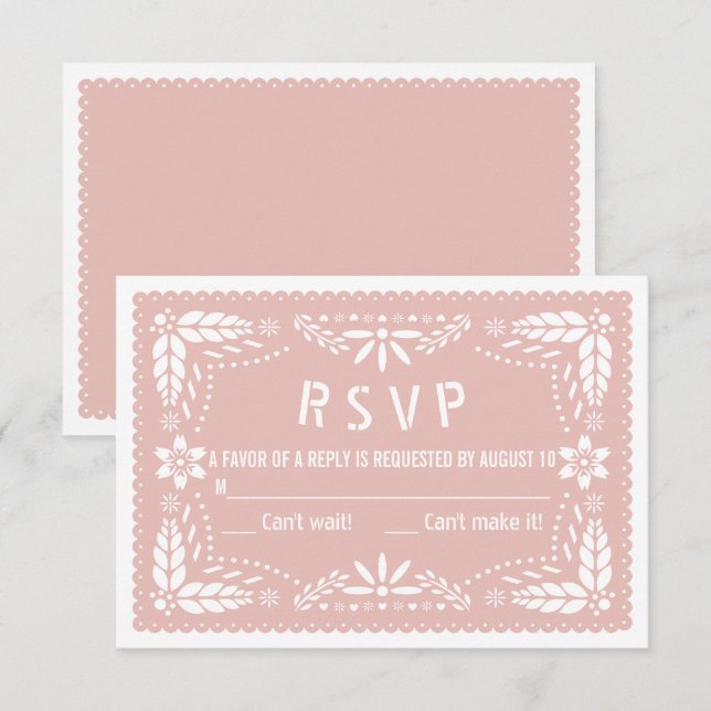 Cartons Réponse Baby shower rose gold rose avec fleurs de papel pi (Devant / Derrière)
