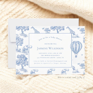 Cartons Réponse baby shower safari bleu mignon budget 3 par 5 mini