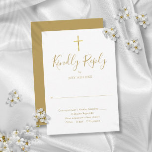 Cartons Réponse Baptême Christening Première Communion d'or