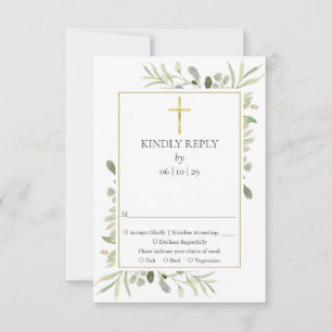 Cartons Réponse Baptême Christening Première Sainte Communion Verd