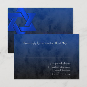 Cartons Réponse Bar Mitzvah Etoile Bleue Stylish de David Ombre