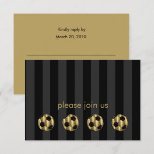 Cartons Réponse Bar Mitzvah Gold et Black Soccer Ball