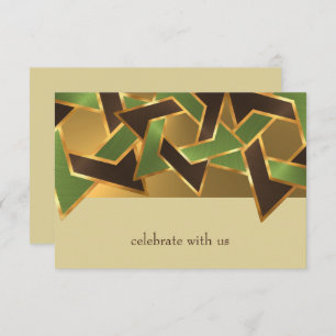 Cartons Réponse Bar Mitzvah Gold Green Brown Star of David
