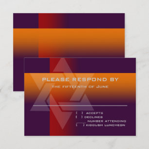 Cartons Réponse Bar Mitzvah orange et rouge sur n'importe quelle c