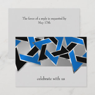 Cartons Réponse Bar Mitzvah Silver Blue Black Star de David