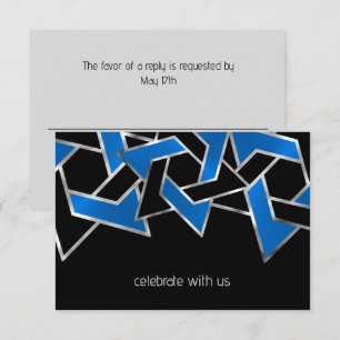Cartons Réponse Bar Mitzvah Silver Blue Black Star de David