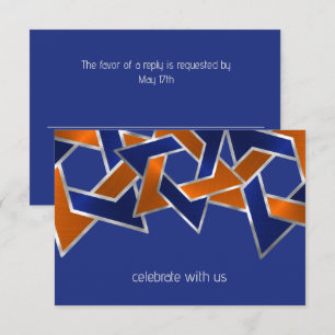 Cartons Réponse Bar Mitzvah Silver Blue Orange Star de David