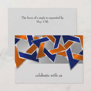 Cartons Réponse Bar Mitzvah Silver Blue Orange Star de David