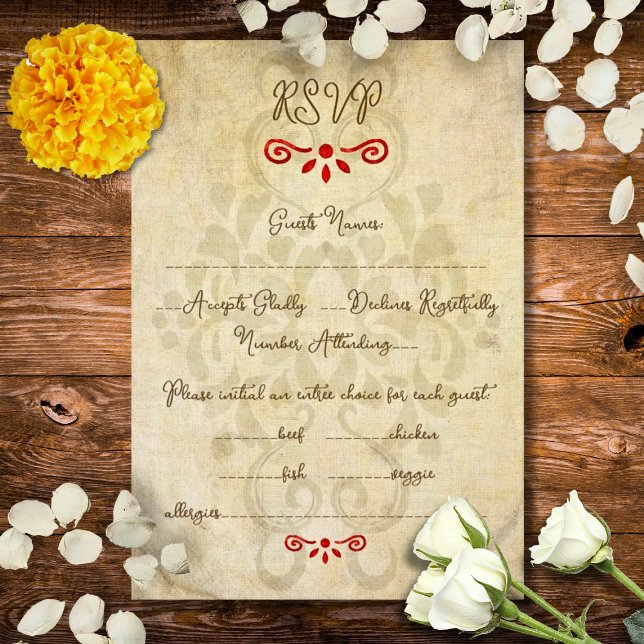 Cartons Réponse Baroque Floral Rustique Mariage Mexicain (Créateur téléchargé)
